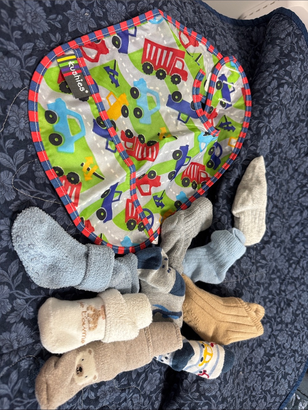 Baby Bib with Colorful Vehicle Print - Multicolor. Brand new socks 6-12 month